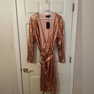 Rose Gold Wrap Around Sequin Gown, ELOQUII size 20 NWT!
